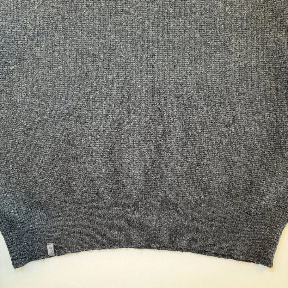 QOR 100% Cashmere 1/4 Zip Gray Thermal Sweater Large